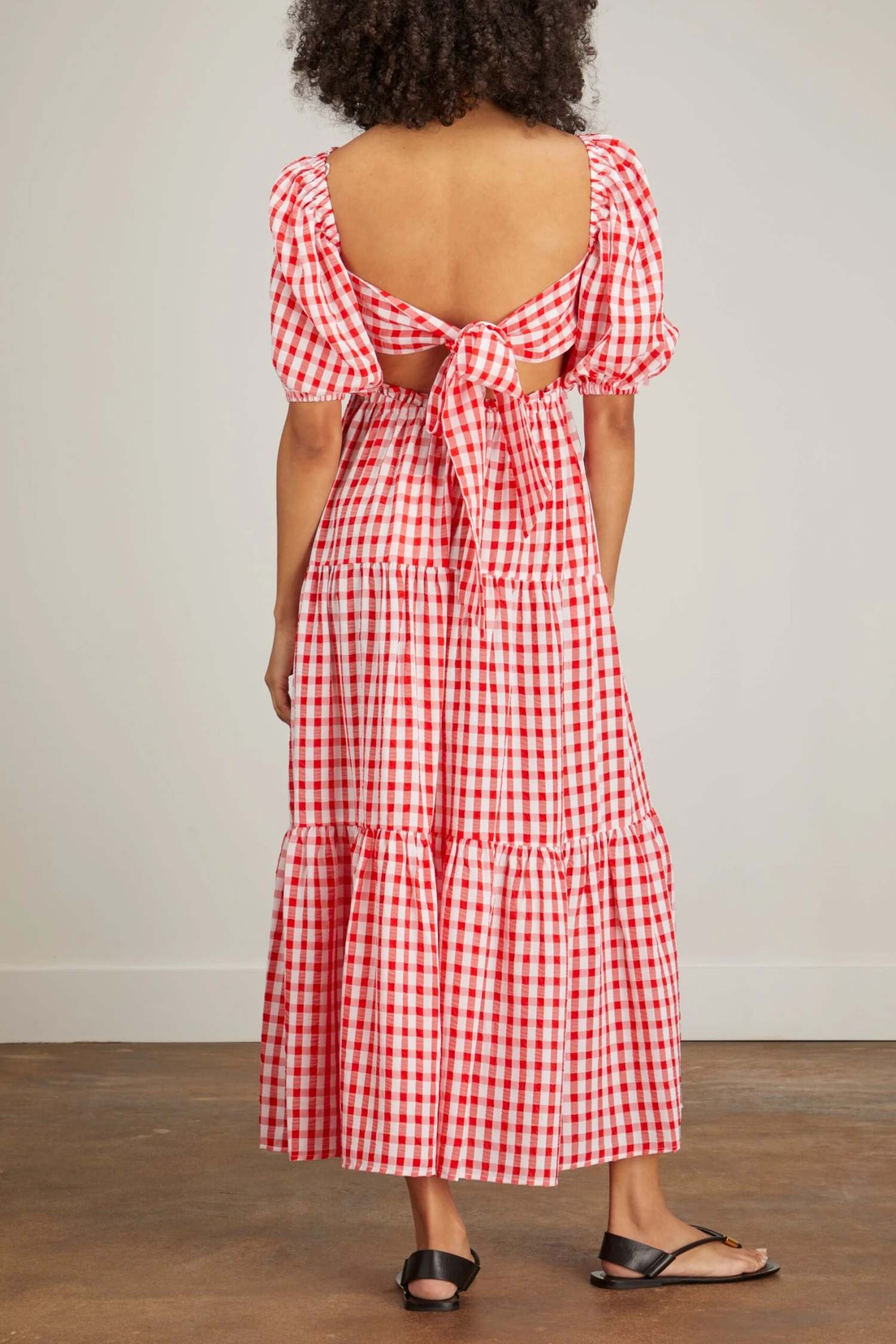 Gianna Tie Back Maxi Dress In Red Gingham 6 Gianna Tie Back Maxi Dress In Red Gingham - Image 4