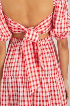Gianna Tie Back Maxi Dress In Red Gingham 11 Gianna Tie Back Maxi Dress In Red Gingham -DOROTHE Clothing Shop kitri GiannaTieBackMaxiDressinRedGingham 4