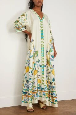 Muumuu Dress In Borboni Placed Bianco -DOROTHE Clothing Shop ladoublej MuumuuDressinBorboniPlacedBianco 2