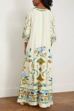 Muumuu Dress In Borboni Placed Bianco -DOROTHE Clothing Shop ladoublej MuumuuDressinBorboniPlacedBianco 3