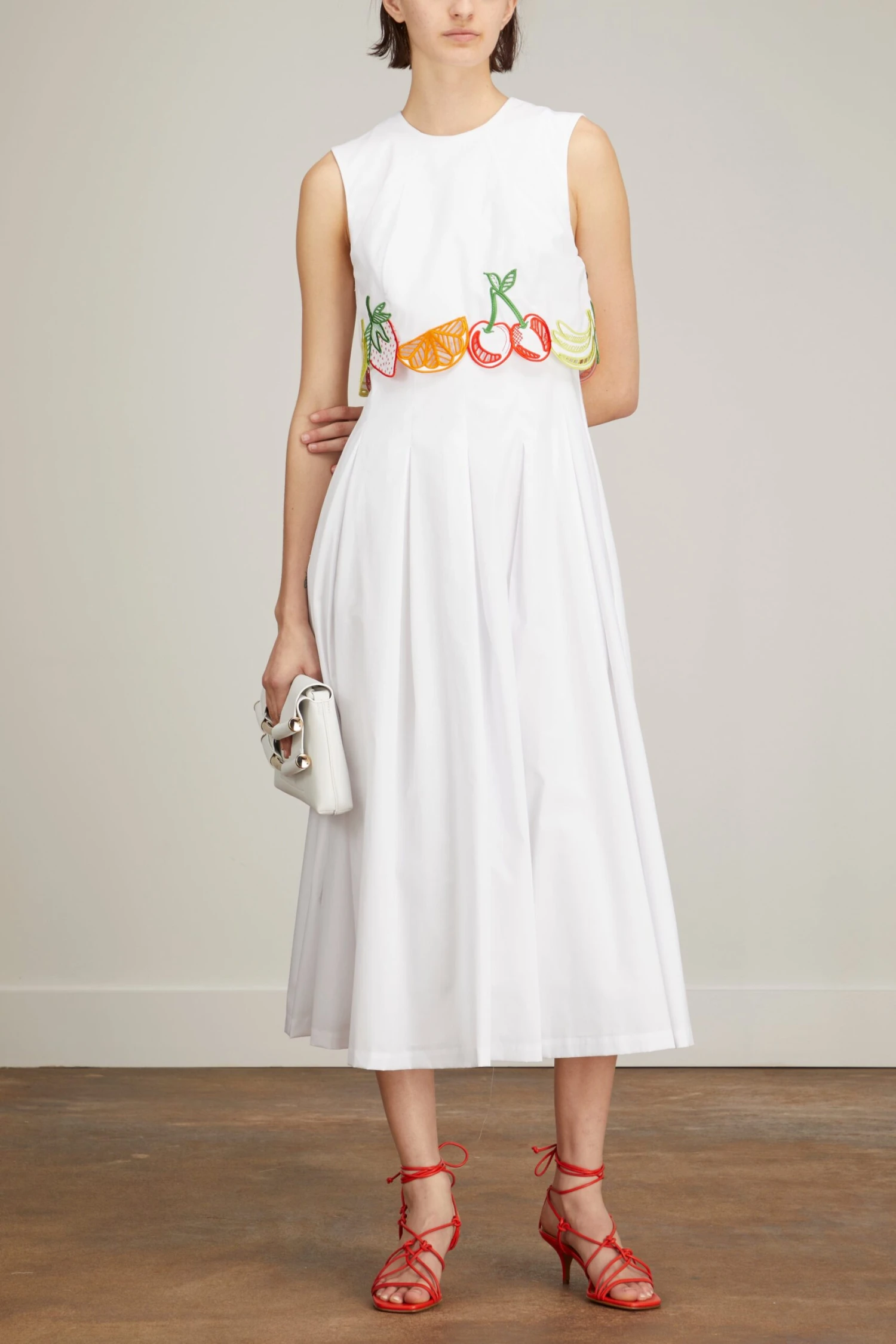 Sleeveless Midi Dress In White 4 Sleeveless Midi Dress In White - Image 2