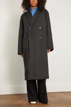 Lemaire Wrap Collar Trench In Jet Black -DOROTHE Clothing Shop lemaire WrapCollarTrenchinJetBlack 2
