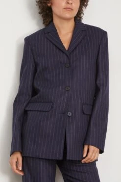 Senja Blazer In Navy Stripes -DOROTHE Clothing Shop louloustudio SenjaBlazerinNavyStripes 2