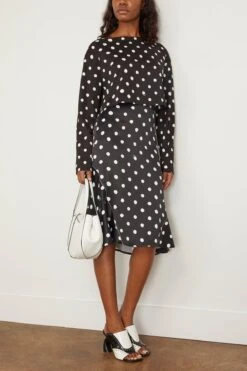 Marni Small Dot Stretch Satin Skirt In Black -DOROTHE Clothing Shop marni SmallDotStretchSatinSkirtinBlack 1