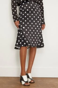 Marni Small Dot Stretch Satin Skirt In Black -DOROTHE Clothing Shop marni SmallDotStretchSatinSkirtinBlack 2