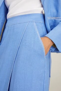 Linen Hand Embroidered Skirt In Blue Azur -DOROTHE Clothing Shop mii LinenHandEmbroideredSkirtinBlueAzur 4