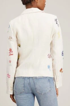 Hand Embroidered Linen Jacket In Off White -DOROTHE Clothing Shop mii hand embroidered linen jacket in off white 3