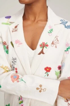 Hand Embroidered Linen Jacket In Off White -DOROTHE Clothing Shop mii hand embroidered linen jacket in off white 4 1