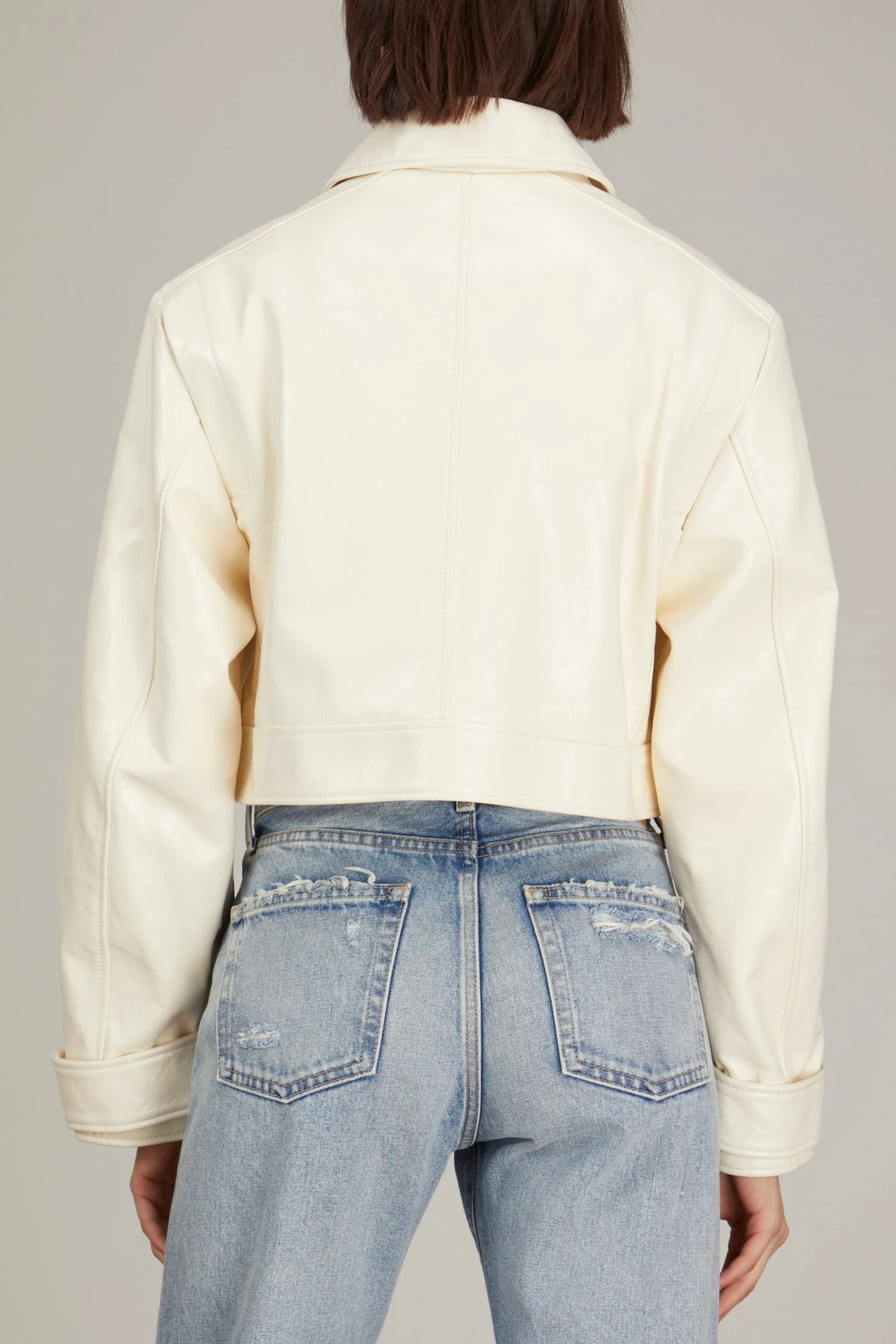 Boxy Heavy Leather Jacket In White 6 Boxy Heavy Leather Jacket In White - Image 4