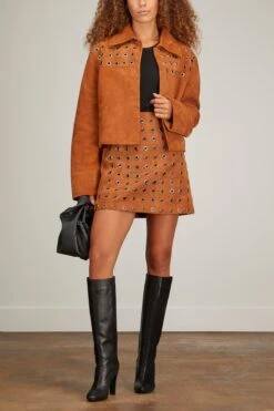Nova Eyelet Suede Jacket In Tobacco -DOROTHE Clothing Shop minuit nova eyelet suede jacket in tobacco 1
