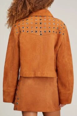 Nova Eyelet Suede Jacket In Tobacco -DOROTHE Clothing Shop minuit nova eyelet suede jacket in tobacco 3