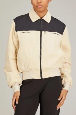 Nylon And Velvet Bomber In Black/Cream -DOROTHE Clothing Shop minuit nylon and velvet bomber in black cream 2