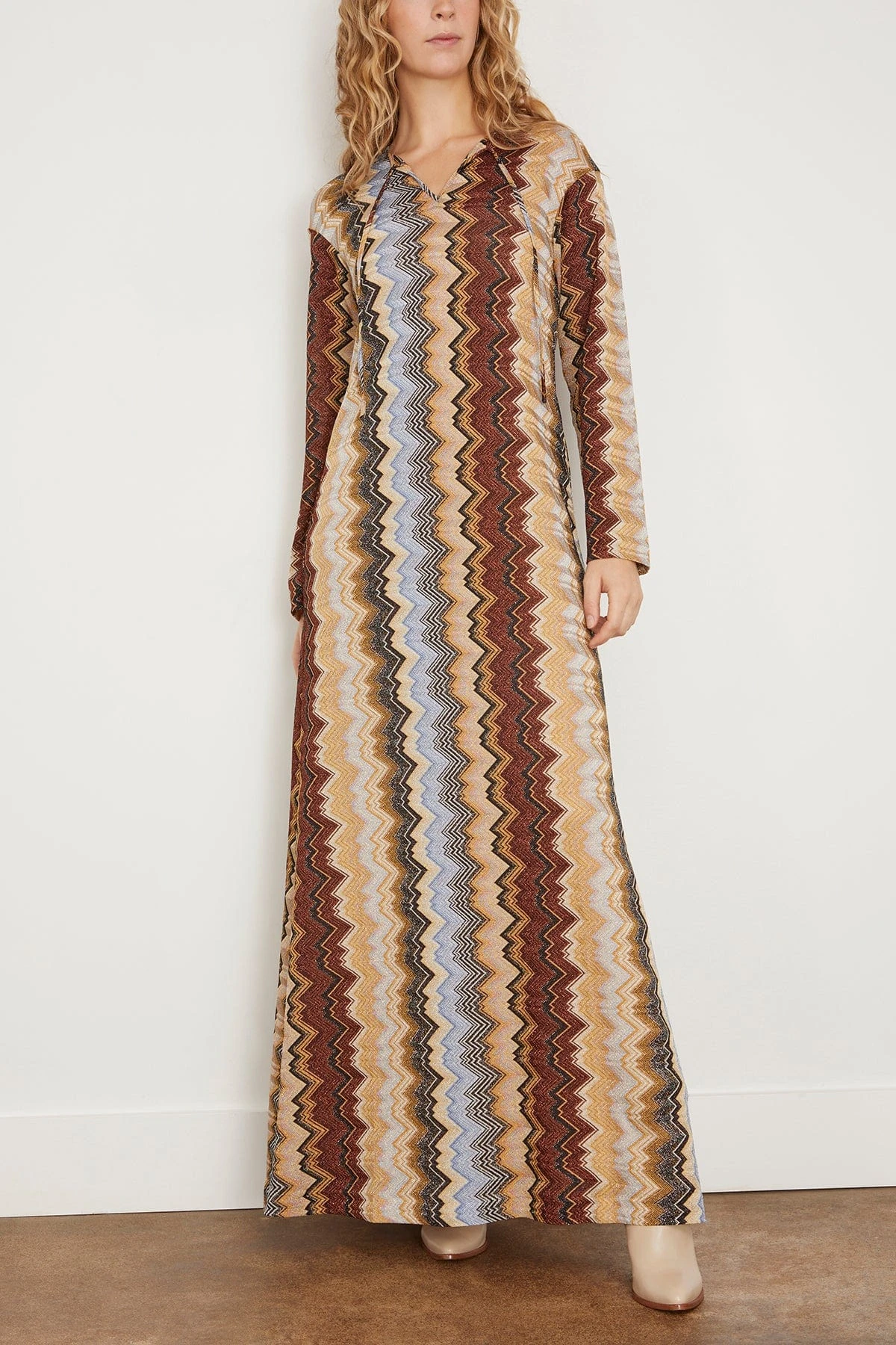 Missoni Kaftan Dress In Multi Zigzag On Brown Base 5 Missoni Kaftan Dress In Multi Zigzag On Brown Base - Image 3