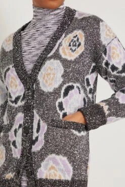 Missoni Maxi Cardigan In Rose Sequins Black/Pink/Blue 10 Missoni Maxi Cardigan In Rose Sequins Black/Pink/Blue -DOROTHE Clothing Shop missoni MaxiCardiganinRoseSequinsBlackPinkBlue 4