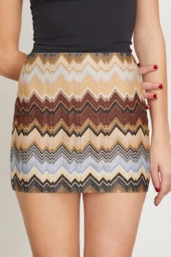 Missoni Mini Skirt In Multi Zigzag On Brown Base 8 Missoni Mini Skirt In Multi Zigzag On Brown Base -DOROTHE Clothing Shop missoni MiniSkirtinMultiZigzagonBrownBase 2