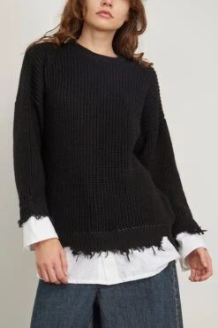 MM6 Maison Margiela Crewneck Sweater In Black -DOROTHE Clothing Shop mm6 CrewneckSweaterinBlack 2