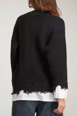 MM6 Maison Margiela Crewneck Sweater In Black -DOROTHE Clothing Shop mm6 CrewneckSweaterinBlack 3