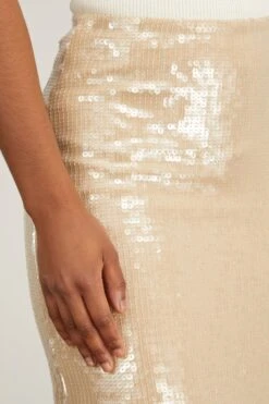 NILI LOTAN Bonne Sequin Skirt In Khaki -DOROTHE Clothing Shop nili lotan bonne sequin skirt in khaki 4