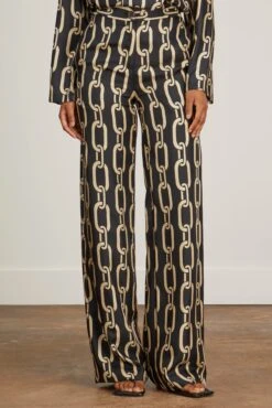 NILI LOTAN Germain Silk Pant In Big Chain Gold 9 NILI LOTAN Germain Silk Pant In Big Chain Gold -DOROTHE Clothing Shop nili lotan germain silk pant in big chain gold 2