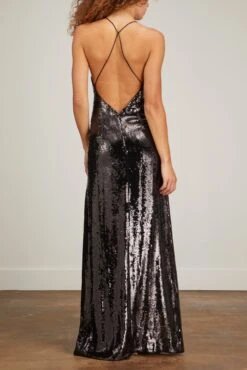 NILI LOTAN Suzie Sequins Gown In Black 10 NILI LOTAN Suzie Sequins Gown In Black -DOROTHE Clothing Shop nili lotan suzie sequins gown in blakc 3