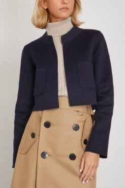 Double Face Cashmere/Wool Jacket In Navy -DOROTHE Clothing Shop odeeh DoubleFaceCashmereWoolJacketinNavy 2