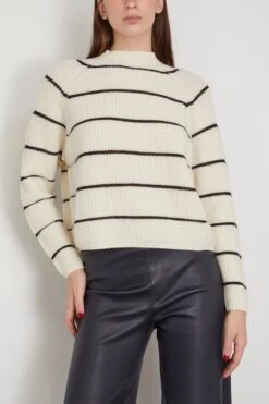 Relief Stripes Sweater In Cream -DOROTHE Clothing Shop odeeh ReliefStripesSweaterinCream 2