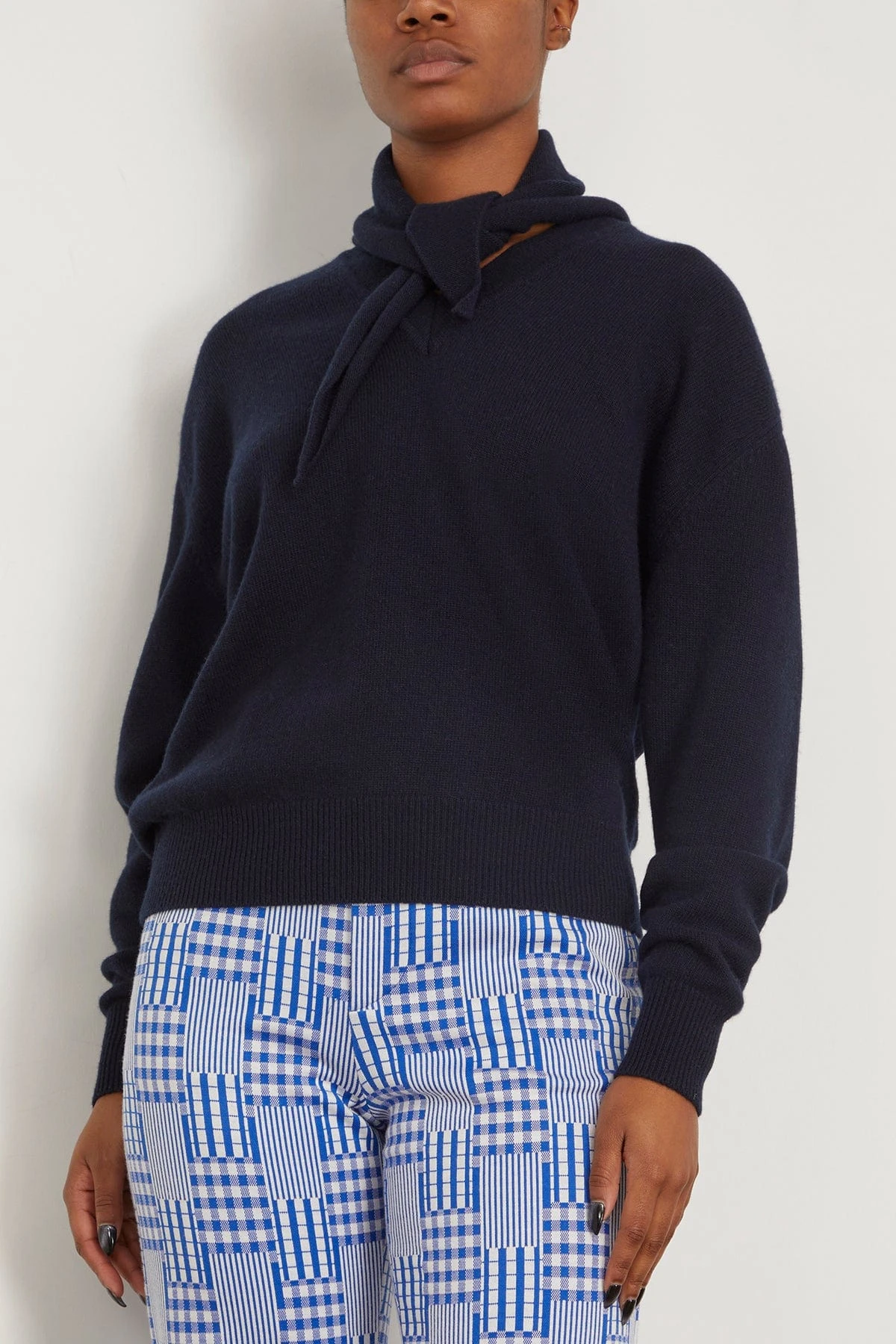 Long Sleeve Foulard Knit In Navy 5 Long Sleeve Foulard Knit In Navy - Image 3