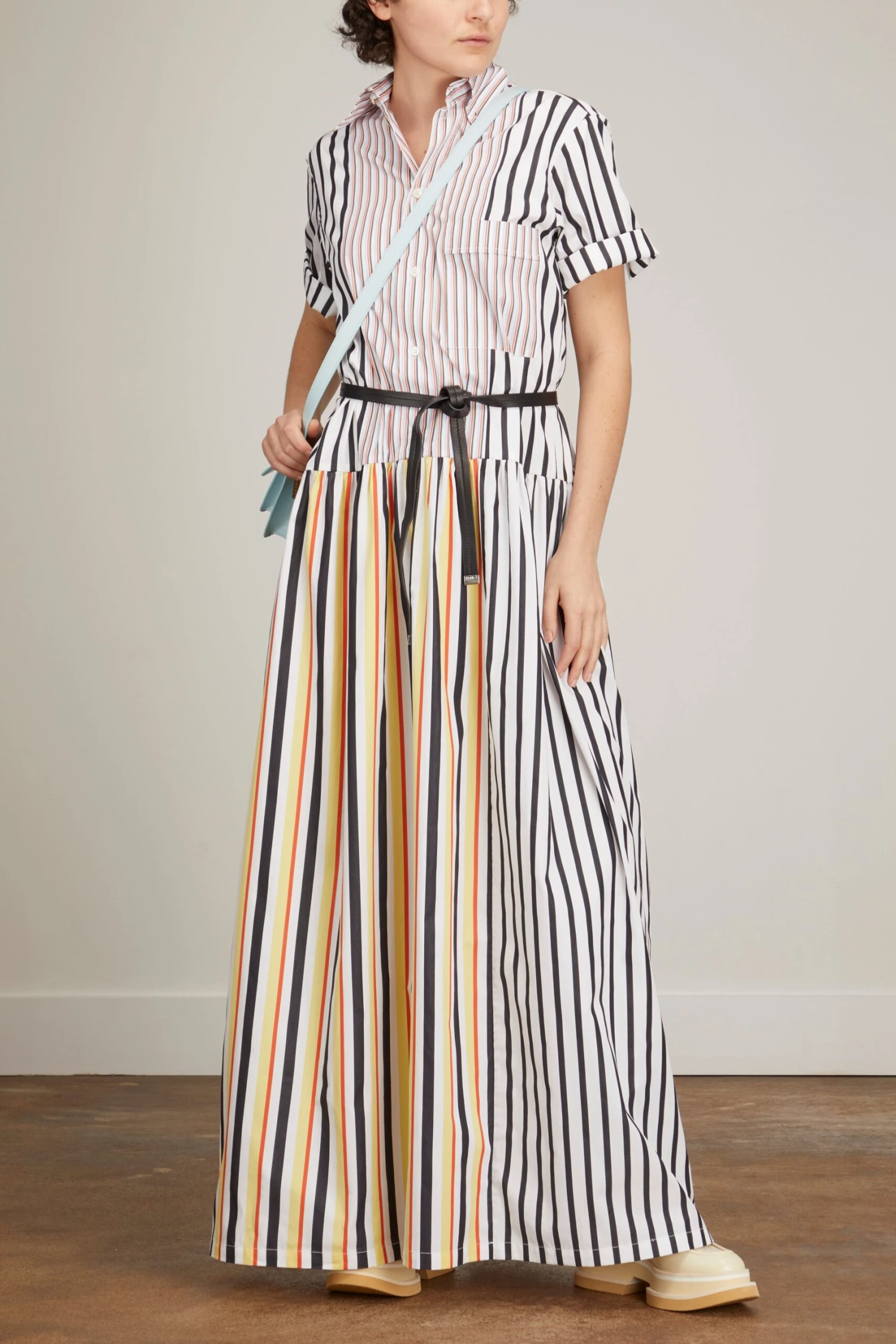 Long Dress In White Base Black Stripe 4 Long Dress In White Base Black Stripe - Image 2