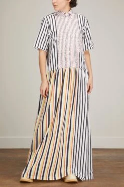 Long Dress In White Base Black Stripe 10 Long Dress In White Base Black Stripe -DOROTHE Clothing Shop planc long dress in white base black stripe 2