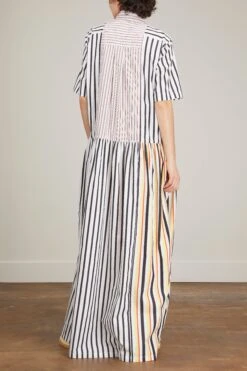 Long Dress In White Base Black Stripe 11 Long Dress In White Base Black Stripe -DOROTHE Clothing Shop planc long dress in white base black stripe 3