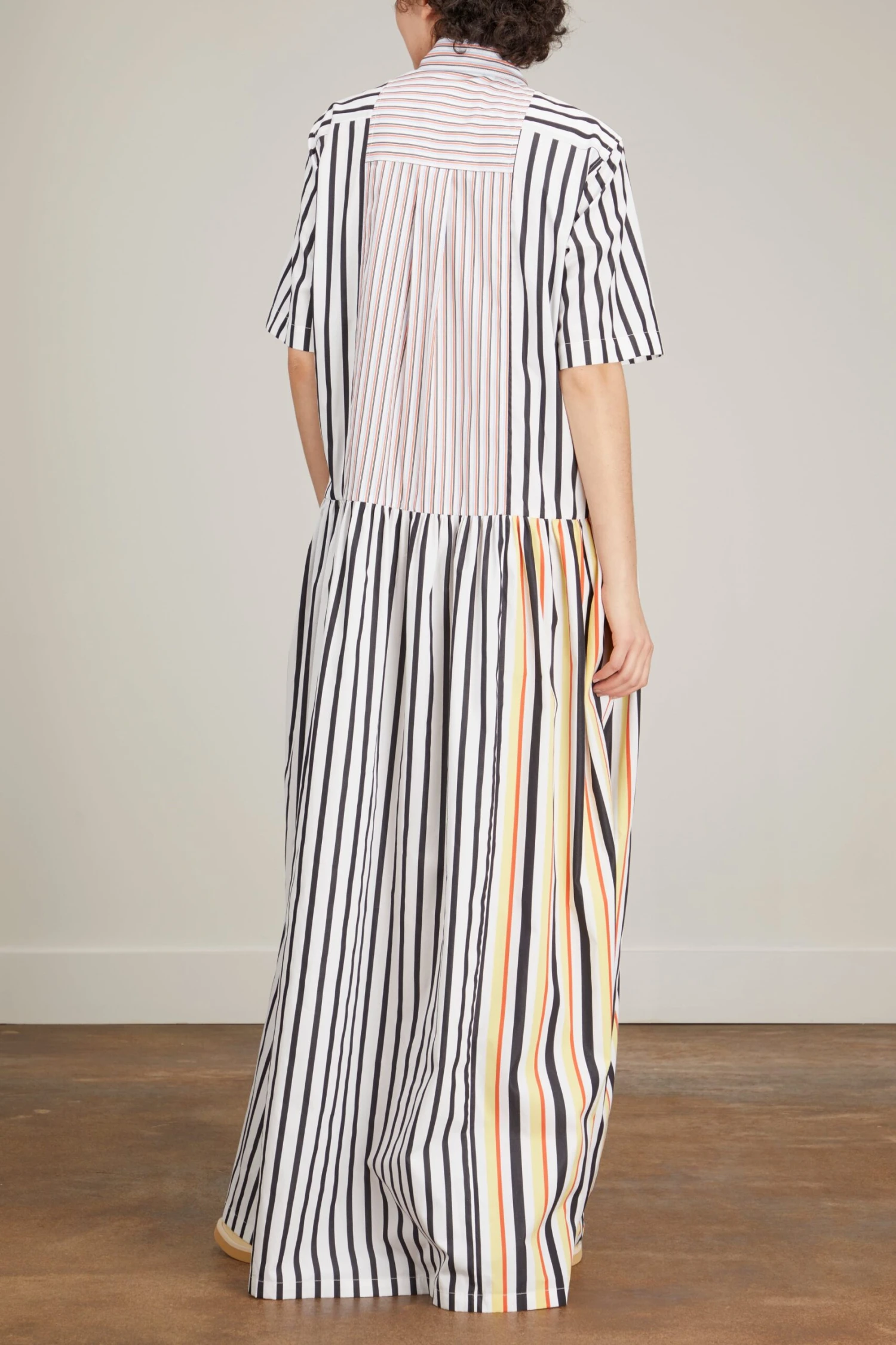 Long Dress In White Base Black Stripe 7 Long Dress In White Base Black Stripe - Image 5
