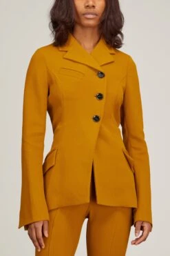 PROENZA SCHOULER Bi-Stretch Crepe Blazer In Ochre 9 PROENZA SCHOULER Bi-Stretch Crepe Blazer In Ochre -DOROTHE Clothing Shop proenza schouler bi stretch crepe blazer in ochre 2