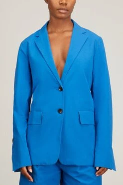 Cotton Linen Blazer In Cerulean 8 Cotton Linen Blazer In Cerulean -DOROTHE Clothing Shop proenza schouler cotton linen blazer in cerulean 2