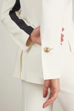 PROENZA SCHOULER Viscose Suiting Tuxedo Jacket In Off White Multi -DOROTHE Clothing Shop proenza schouler viscose suiting tuxedo jacket in off white multi 4