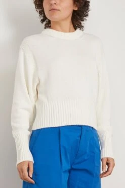 PROENZA SCHOULER Textured Cotton Sweater In Ivory -DOROTHE Clothing Shop proenzaschouler TexturedCottonSweaterinIvory 2