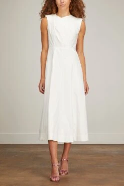 Cotton Poplin Midi Dress In White 9 Cotton Poplin Midi Dress In White -DOROTHE Clothing Shop roland mouret cotton poplin midi dress in white 2