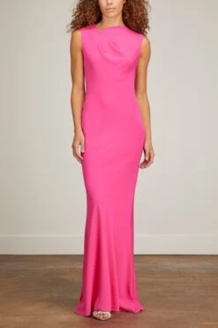 Stretch Cady Maxi Dress In Pink 9 Stretch Cady Maxi Dress In Pink -DOROTHE Clothing Shop roland mouret stretch cady maxi dress in pink 2