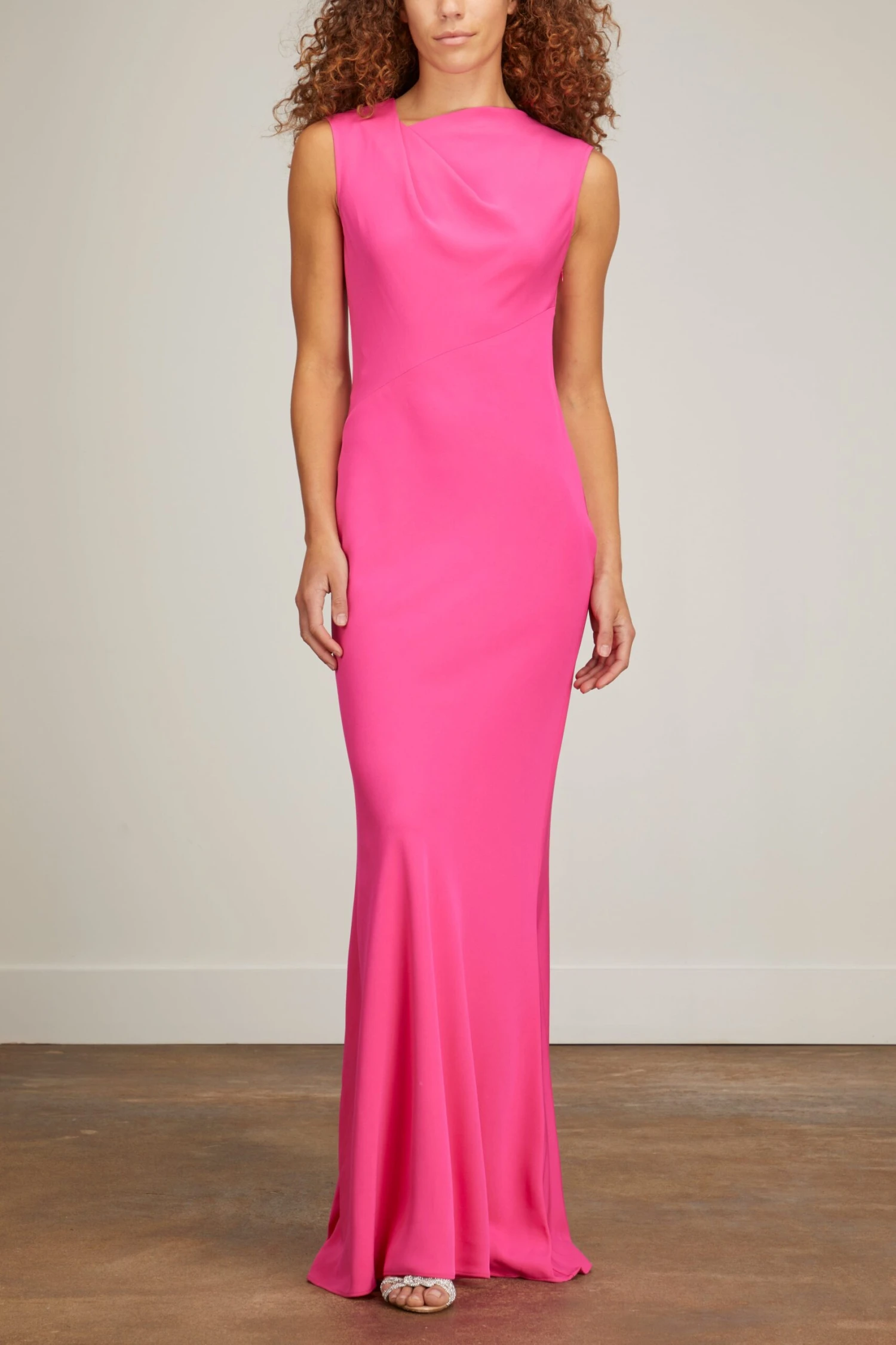 Stretch Cady Maxi Dress In Pink 5 Stretch Cady Maxi Dress In Pink - Image 3