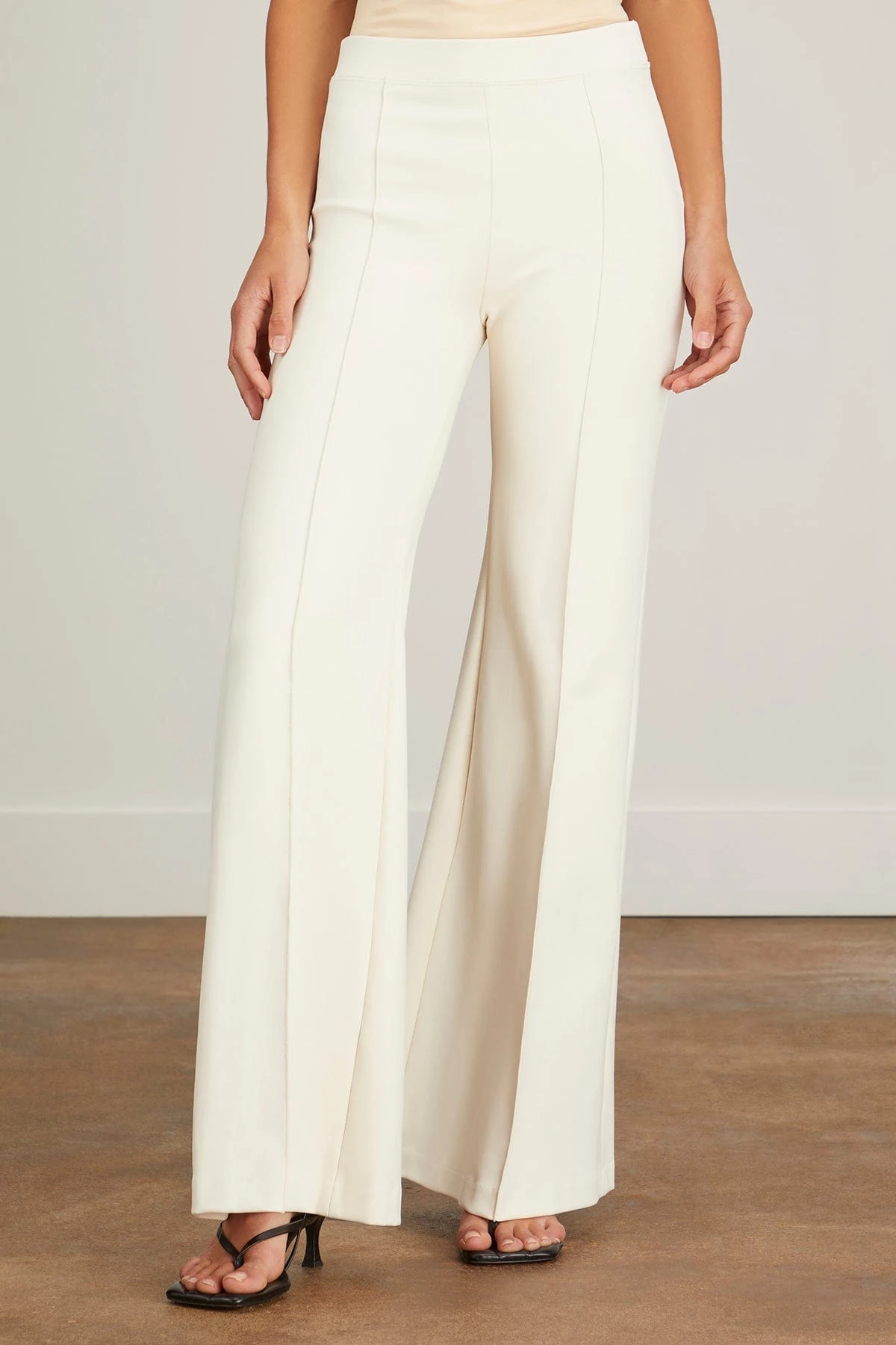 Pintuck Wide Flare Pant In Parchment 5 Pintuck Wide Flare Pant In Parchment - Image 3