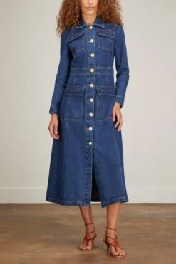 Denim Cargo Coat In Blue -DOROTHE Clothing Shop rosetta getty denim cargo coat in blue 2