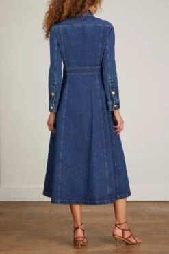 Denim Cargo Coat In Blue -DOROTHE Clothing Shop rosetta getty denim cargo coat in blue 3