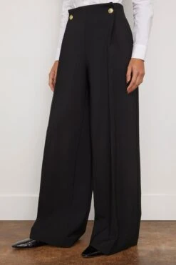 Button Pleat Pant In Black -DOROTHE Clothing Shop rosettagetty ButtonPleatPantinBlack 2