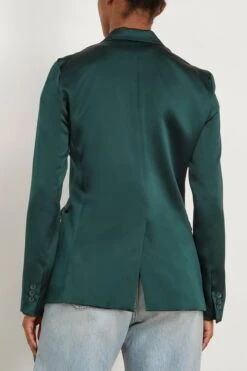 Virginie Double Breasted Silk Blazer In Deep Forest 9 Virginie Double Breasted Silk Blazer In Deep Forest -DOROTHE Clothing Shop sablyn VirginieDoubleBreastedSilkBlazerinDeepForest 3