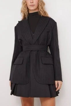 Sacai Chalk Stripe X Suiting Bonding Jacket In Black 9 Sacai Chalk Stripe X Suiting Bonding Jacket In Black -DOROTHE Clothing Shop sacai ChalkStripexSuitingBondingJacketinBlack 2