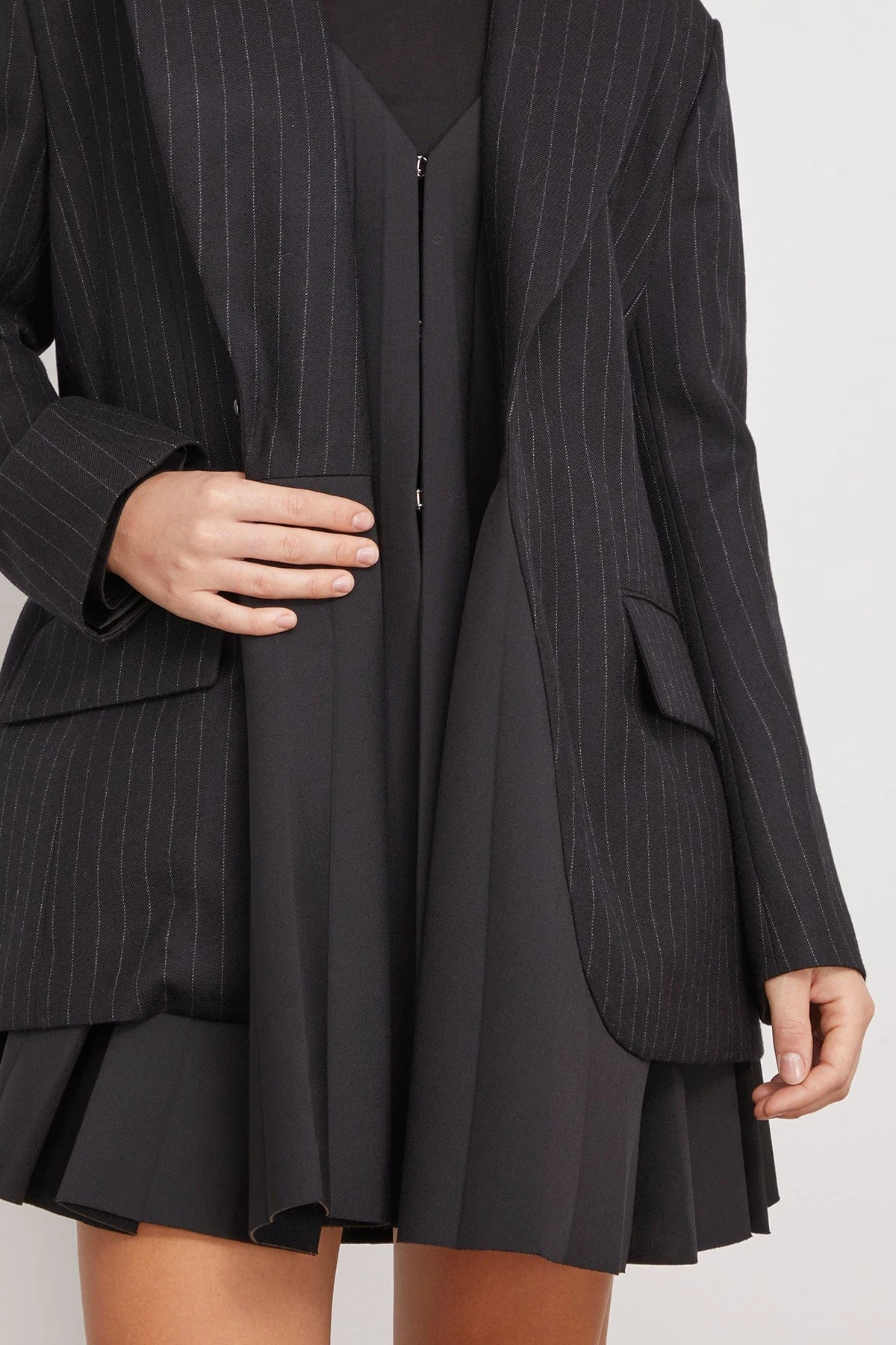 Sacai Chalk Stripe X Suiting Bonding Jacket In Black 7 Sacai Chalk Stripe X Suiting Bonding Jacket In Black - Image 5