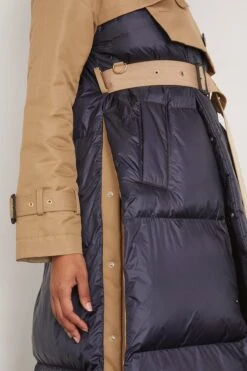 Sacai Cotton Gabardine X Padded Coat In Beige/Navy -DOROTHE Clothing Shop sacai CottonGabardinexPaddedCoatinBeigeNavy 4