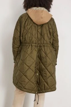 Sacai Cotton Gabardine X Quilted Coat In Beige/Khaki -DOROTHE Clothing Shop sacai CottonGabardinexQuiltedCoatinBeigeKhaki 2