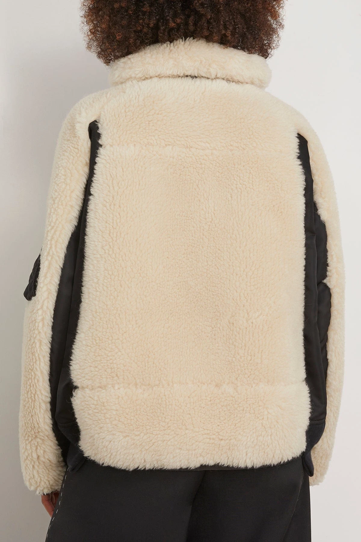 Sacai Faux Shearling X Nylon Twill Blouson In Black/Ecru 6 Sacai Faux Shearling X Nylon Twill Blouson In Black/Ecru - Image 4