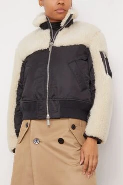 Sacai Faux Shearling X Nylon Twill Mix Blouson In Black X Ecru 8 Sacai Faux Shearling X Nylon Twill Mix Blouson In Black X Ecru -DOROTHE Clothing Shop sacai FauxShearlingxNylonTwillMixBlousoninBlackxEcru 2