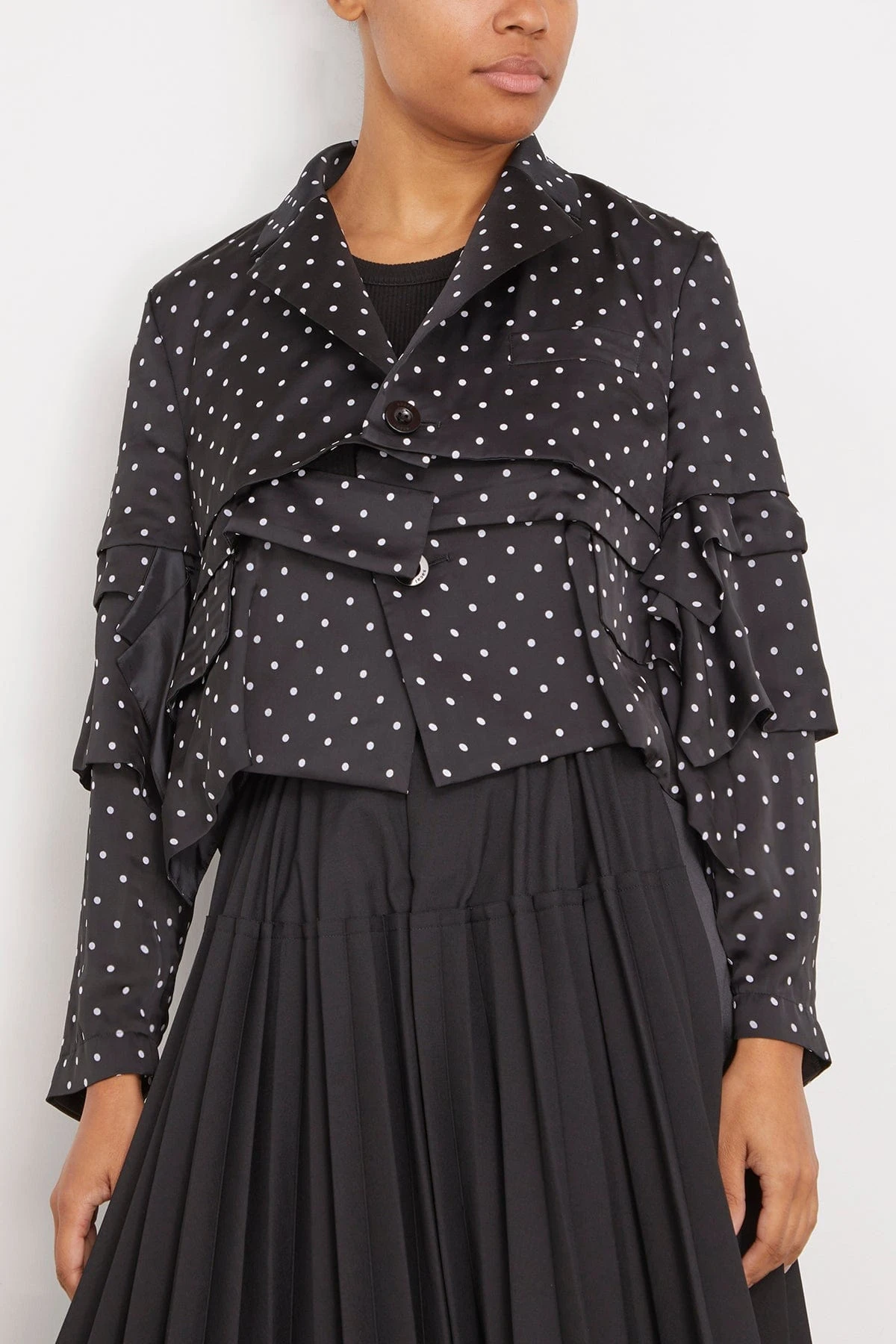 Sacai Polka Dot Flock Print Jacket In Black 5 Sacai Polka Dot Flock Print Jacket In Black - Image 3